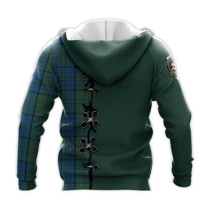 Printivon Lockhart Tartan Hoodie Lion Rampant And Celtic Thistle Style
