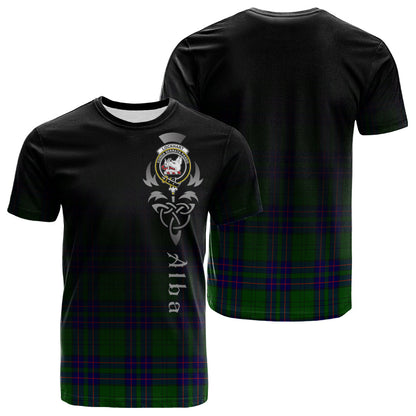 Printivon Lockhart Modern Tartan Crest Alba Celtic T Shirt
