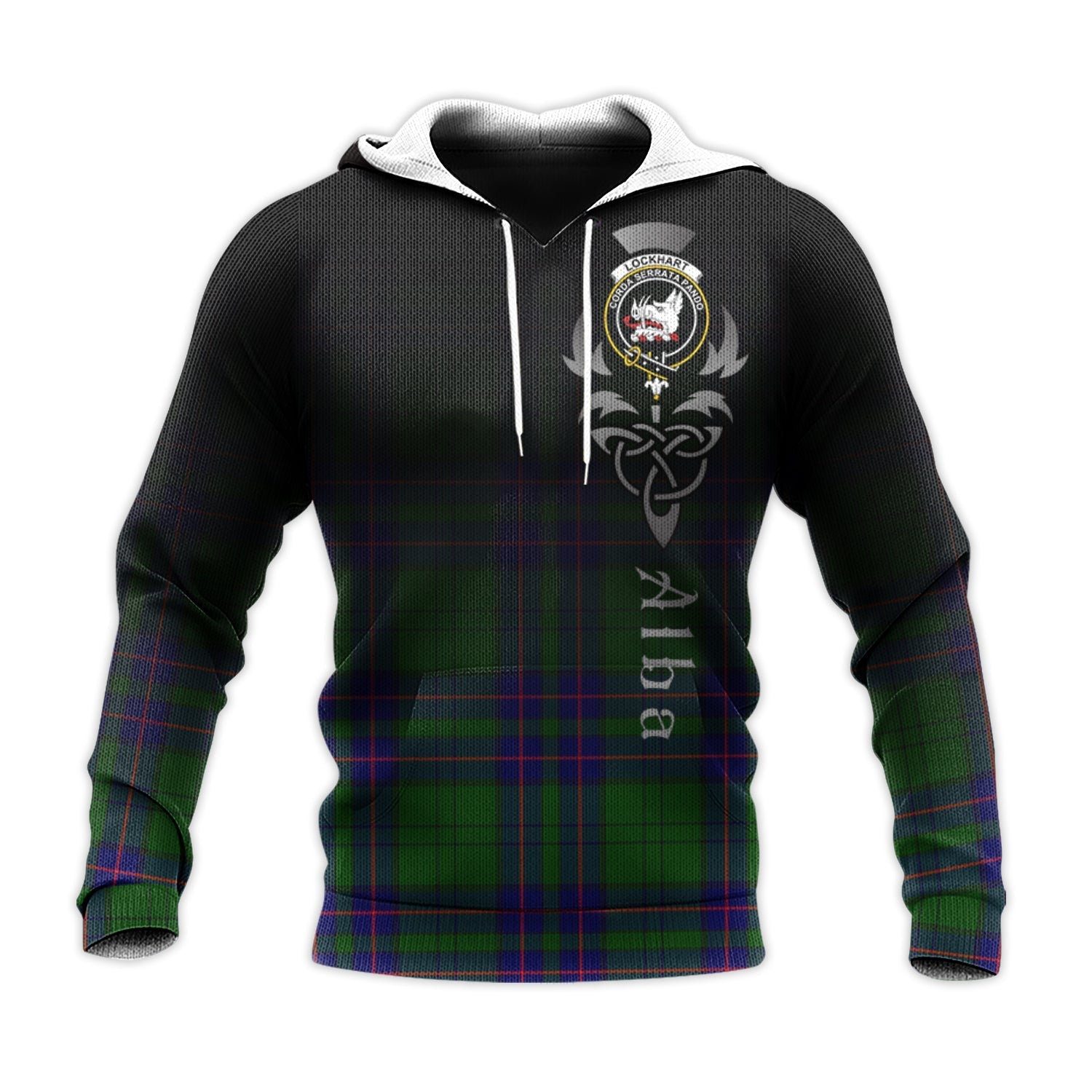 Printivon Lockhart Modern Tartan Crest Alba Celtic Hoodie