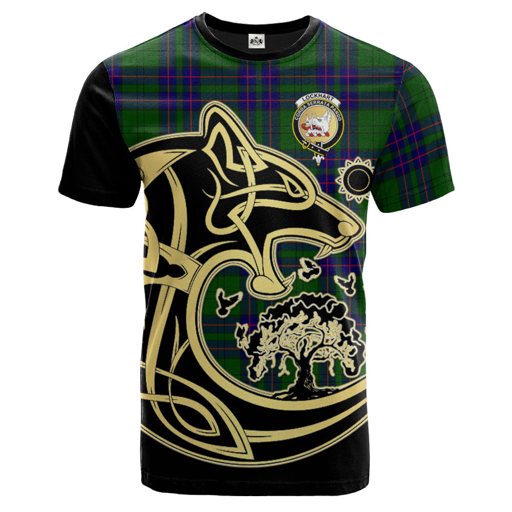 Printivon Lockhart Modern Crest Celtic Wolf Tartan T Shirt Custom Your Text