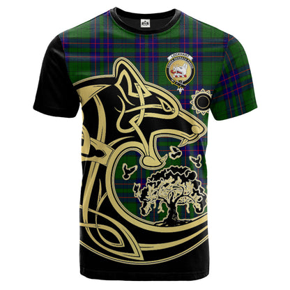 Printivon Lockhart Modern Crest Celtic Wolf Tartan T Shirt Custom Your Text