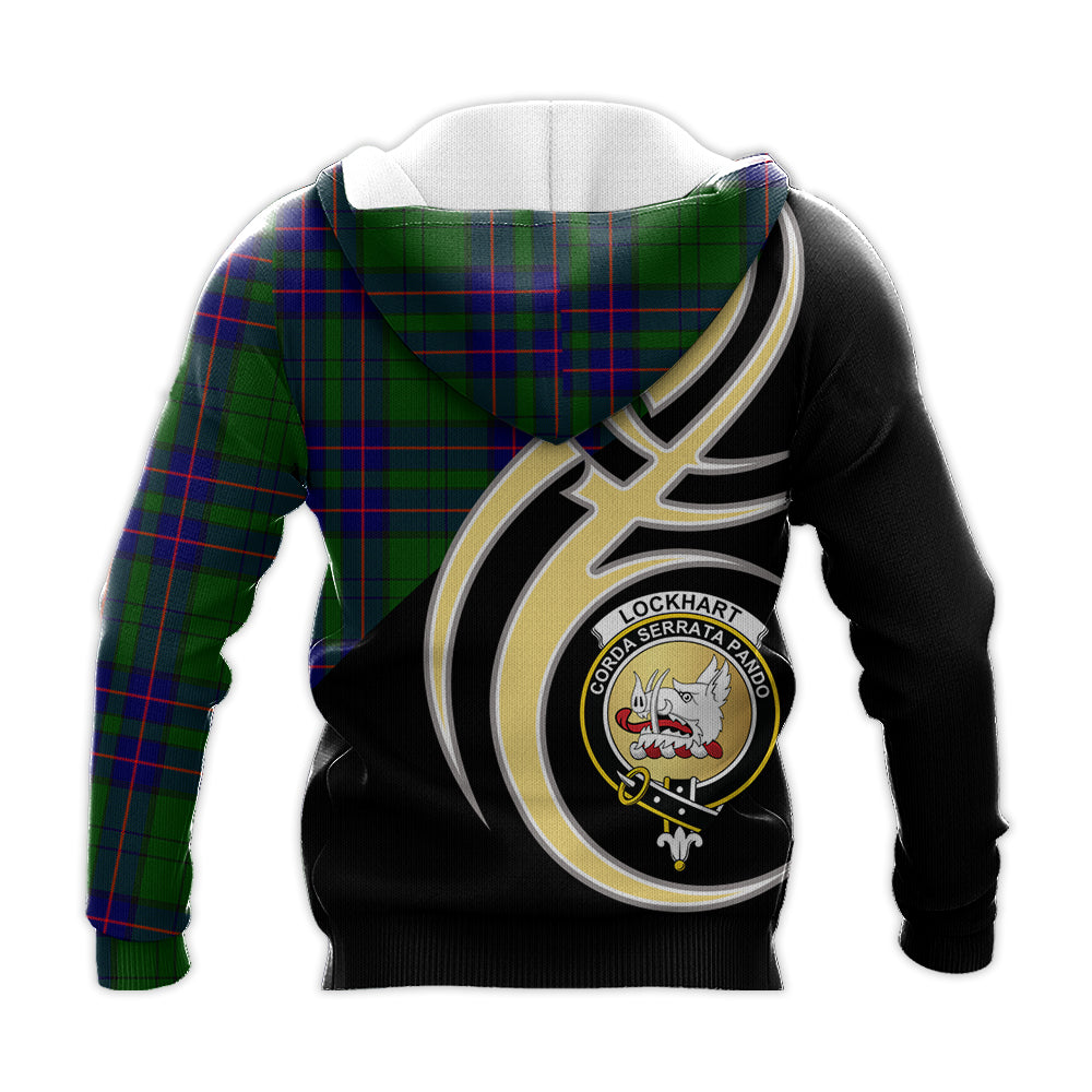 Printivon Lockhart Modern Clan Believe In Me Crest Tartan Knitted Hoodie Custom Your Text