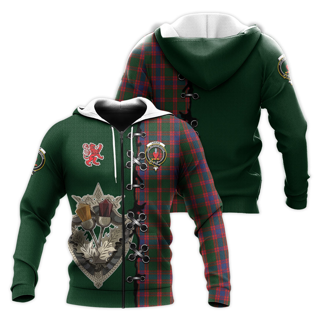 Printivon Logan Tartan Hoodie Lion Rampant And Celtic Thistle Style