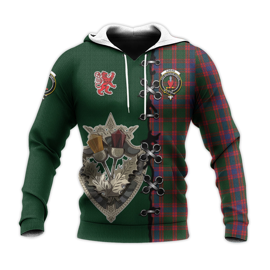 Printivon Logan Tartan Hoodie Lion Rampant And Celtic Thistle Style
