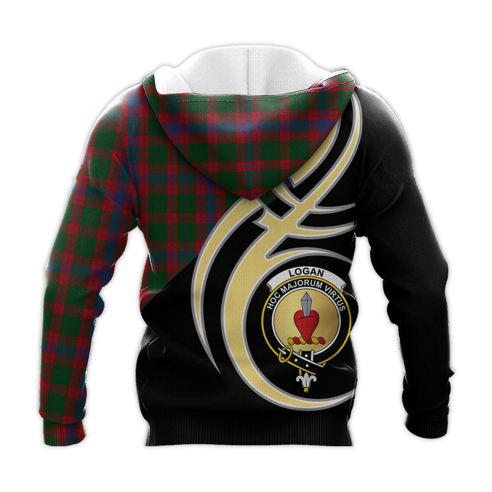 Printivon Logan Clan Believe In Me Crest Tartan Knitted Hoodie Custom Your Text
