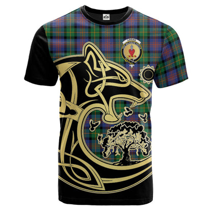 Printivon Logan Ancient Crest Celtic Wolf Tartan T Shirt Custom Your Text