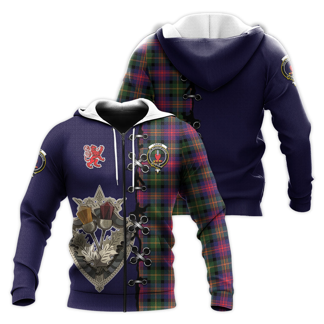 Printivon Logan Modern Tartan Hoodie Lion Rampant And Celtic Thistle Style