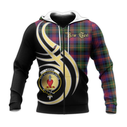 Printivon Logan Modern Clan Believe In Me Crest Tartan Knitted Hoodie Custom Your Text