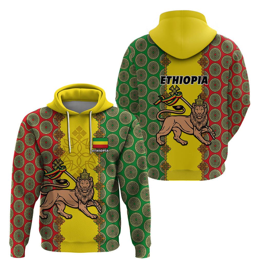 Ethiopia Hoodie Ethiopian Lion Of Judah With African Pattern