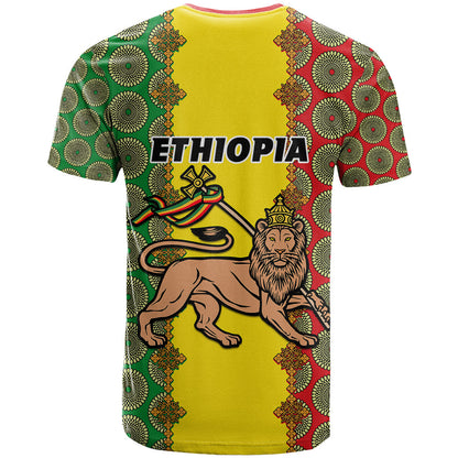 Ethiopia T Shirt Ethiopian Lion Of Judah With African Pattern