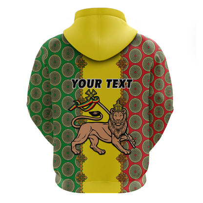 Personalised Ethiopia Hoodie Ethiopian Lion Of Judah With African Pattern