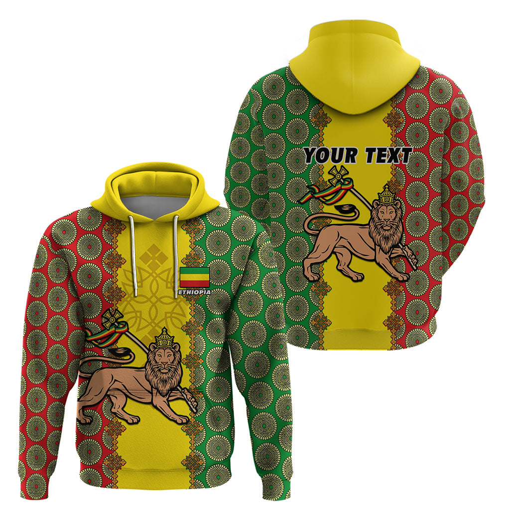 Personalised Ethiopia Hoodie Ethiopian Lion Of Judah With African Pattern