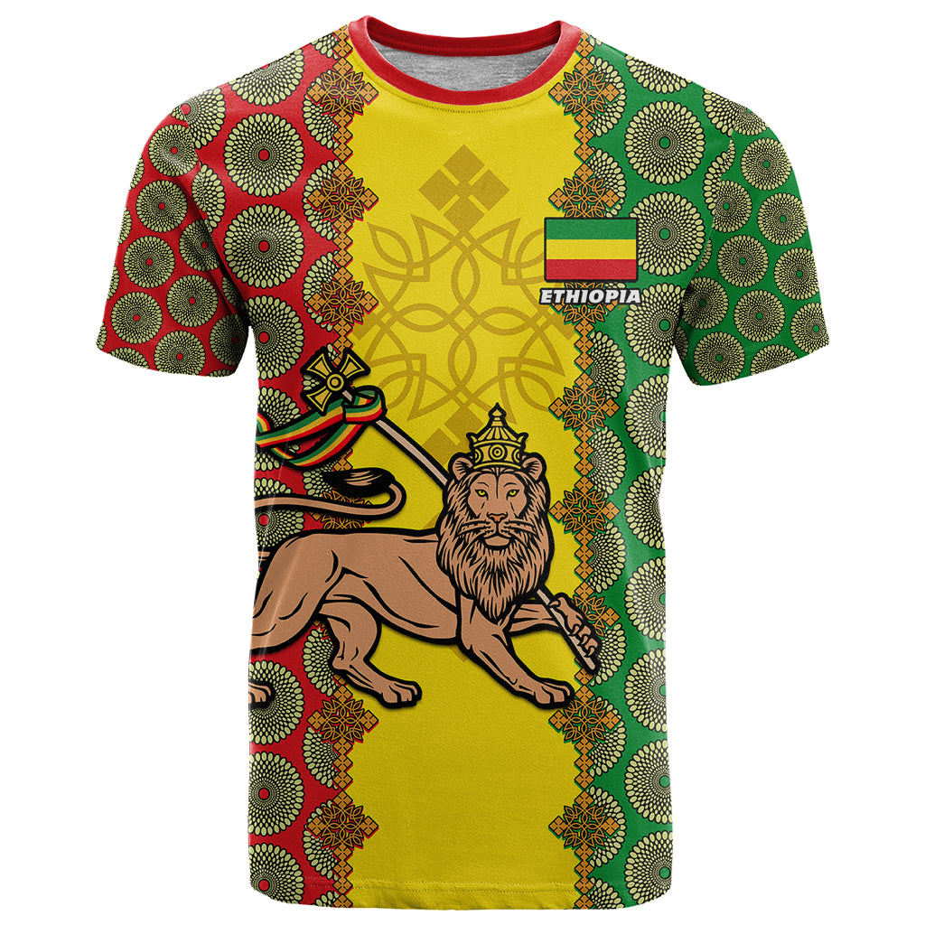 Personalised Ethiopia T Shirt Ethiopian Lion Of Judah With African Pattern