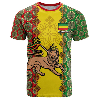 Personalised Ethiopia T Shirt Ethiopian Lion Of Judah With African Pattern