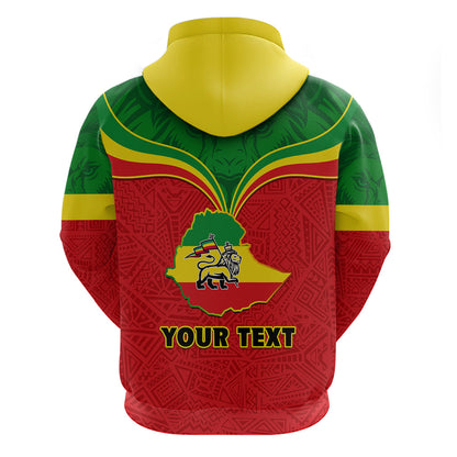 Personalised Ethiopia Hoodie Lion Of Judah Flag Style Special Version