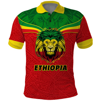 Personalised Ethiopia Polo Shirt Lion Of Judah Flag Style Special Version