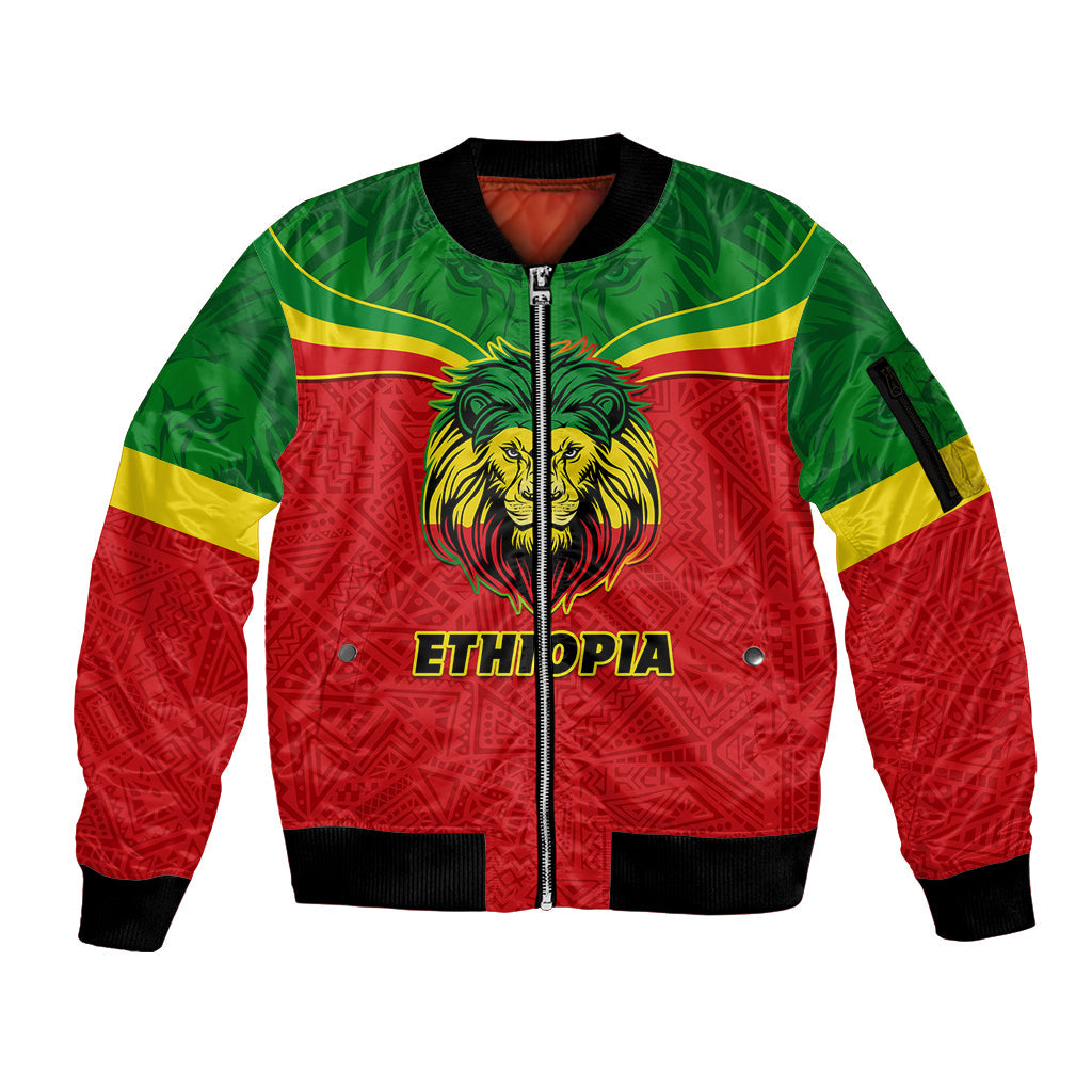 Personalised Ethiopia Sleeve Zip Bomber Jacket Lion Of Judah Flag Style Special Version