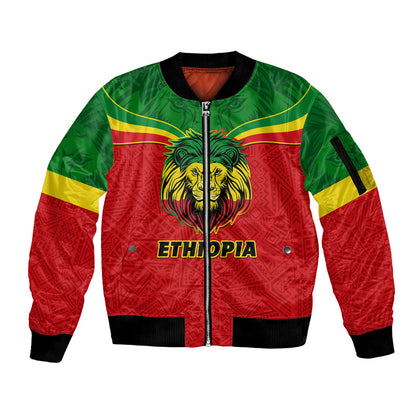 Personalised Ethiopia Sleeve Zip Bomber Jacket Lion Of Judah Flag Style Special Version