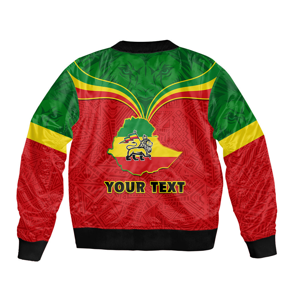 Personalised Ethiopia Sleeve Zip Bomber Jacket Lion Of Judah Flag Style Special Version