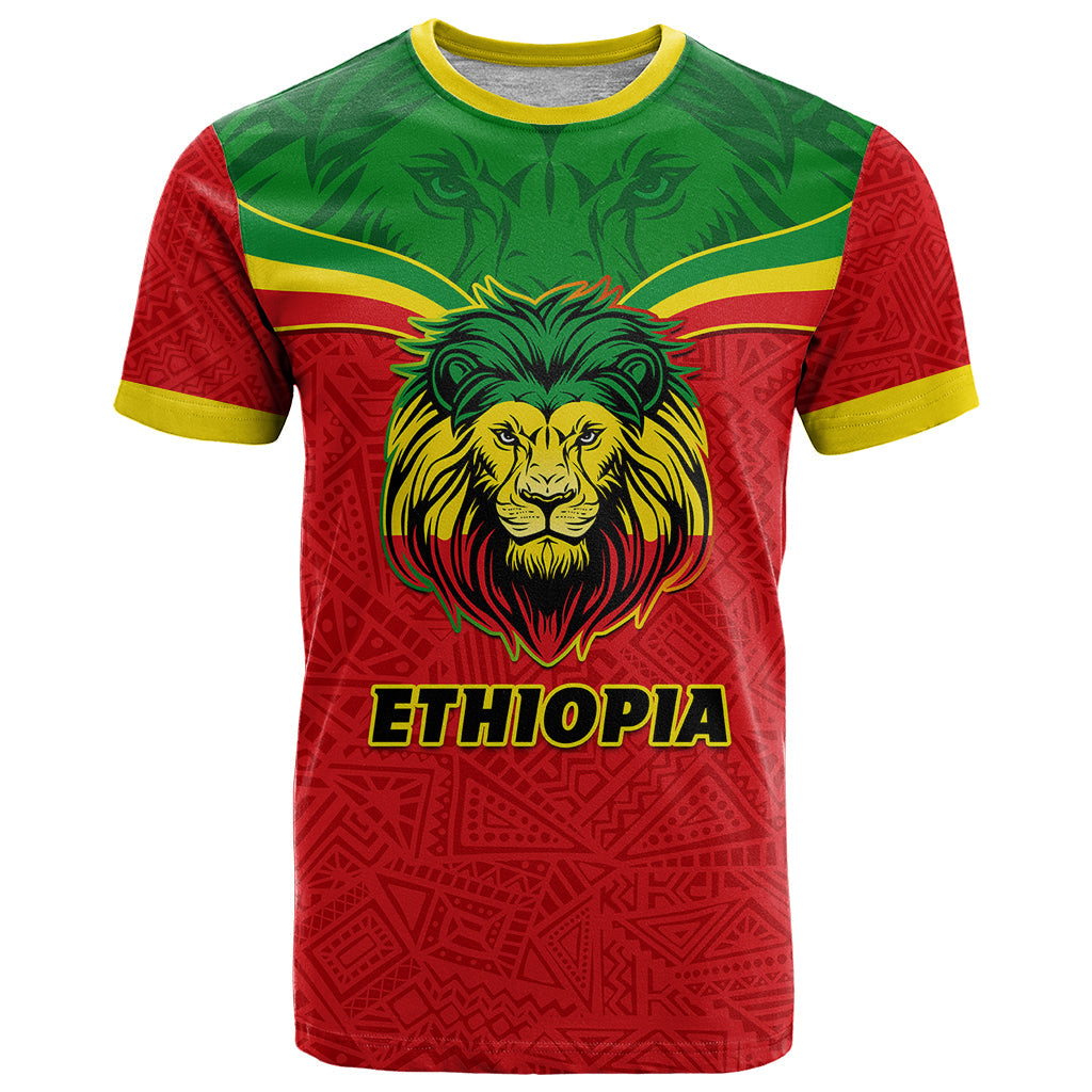 Personalised Ethiopia T Shirt Lion Of Judah Flag Style Special Version