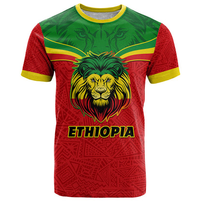 Personalised Ethiopia T Shirt Lion Of Judah Flag Style Special Version