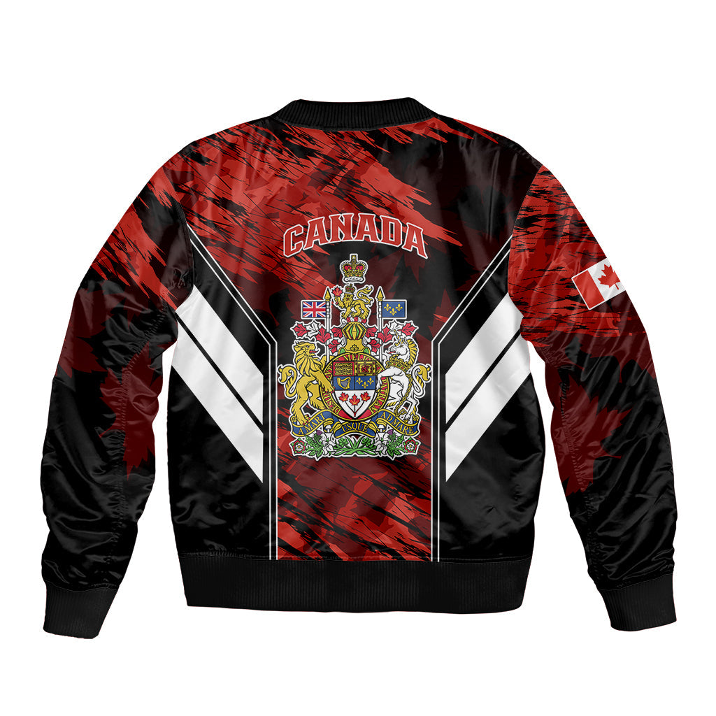 Canada Soccer Sleeve Zip Bomber Jacket Canadian Maple Sporty Style
