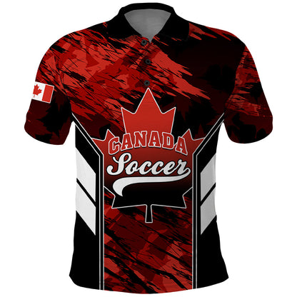Personalised Canada Soccer Polo Shirt Canadian Maple Sporty Style