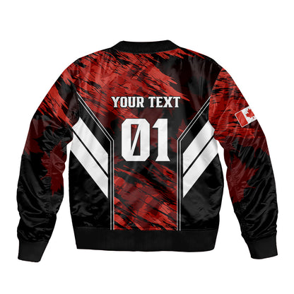 Personalised Canada Soccer Sleeve Zip Bomber Jacket Canadian Maple Sporty Style