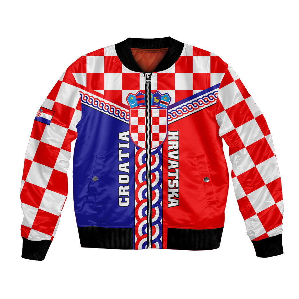 Croatia Bomber Jacket Hrvatska Interlace With Coat Of Arms