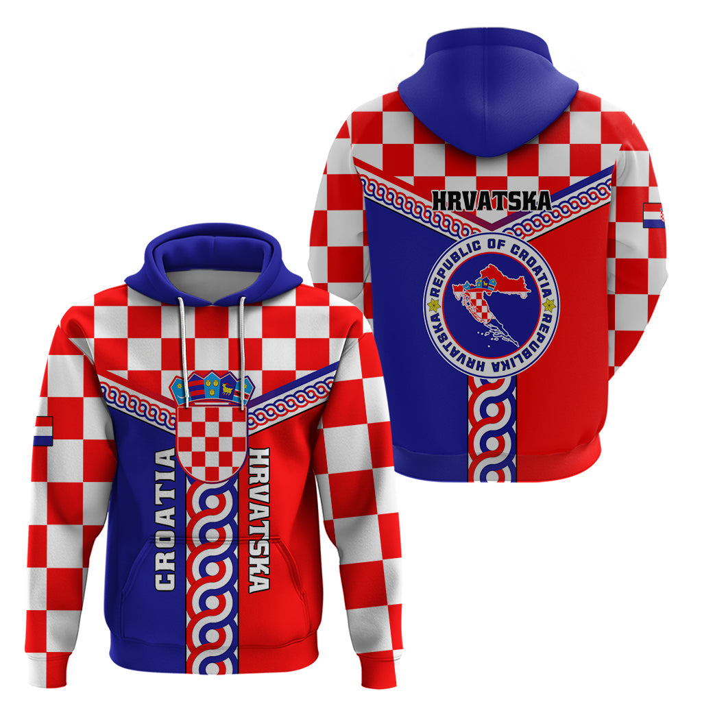 Croatia Hoodie Hrvatska Interlace With Coat Of Arms