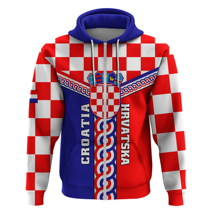 Croatia Hoodie Hrvatska Interlace With Coat Of Arms