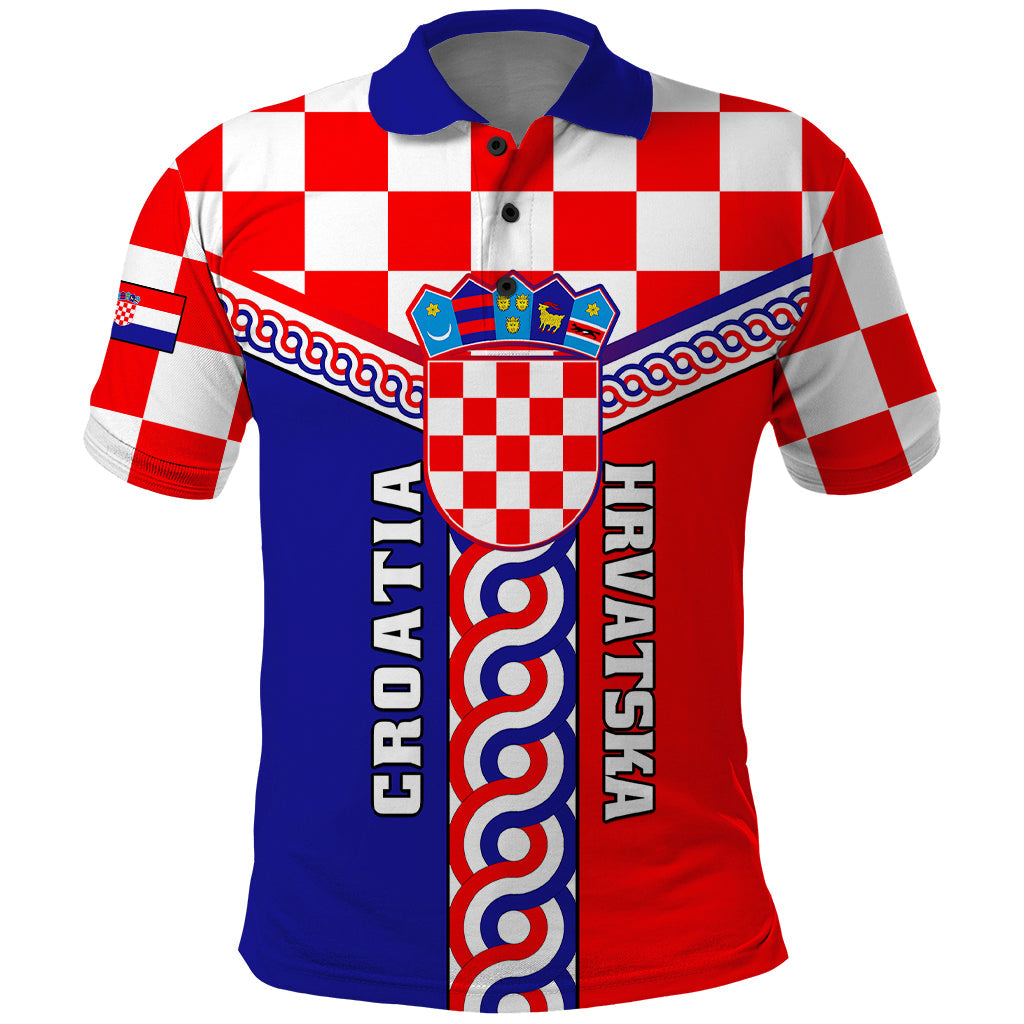 Croatia Polo Shirt Hrvatska Interlace With Coat Of Arms