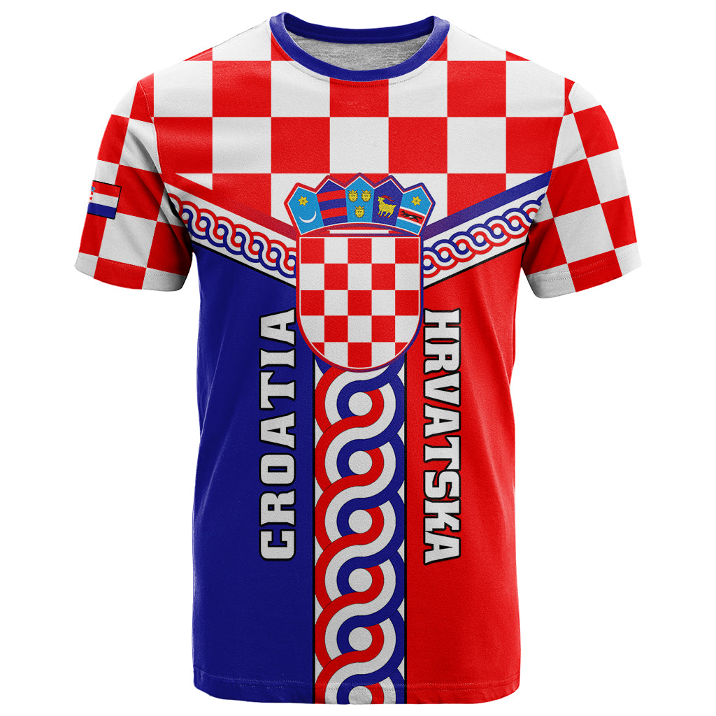 Croatia T Shirt Hrvatska Interlace With Coat Of Arms