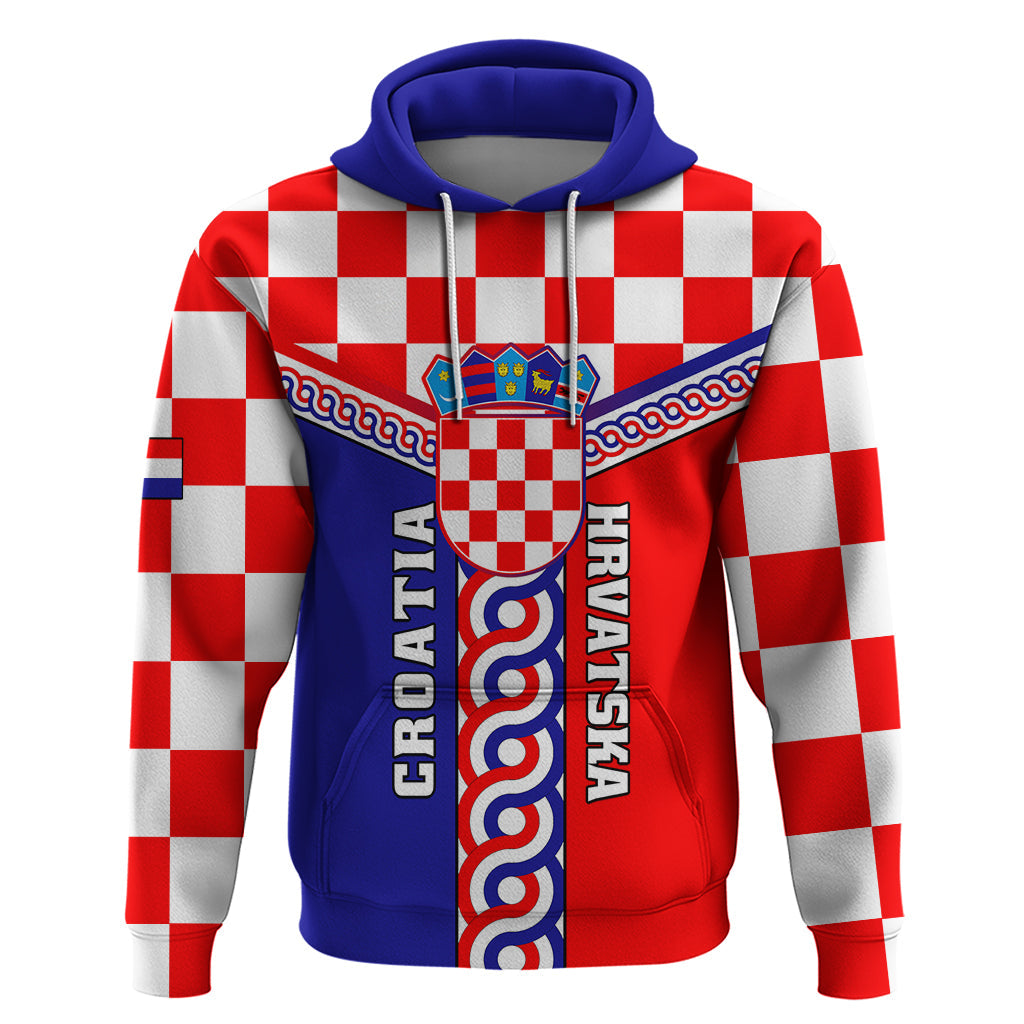Custom Croatia Hoodie Hrvatska Interlace With Coat Of Arms