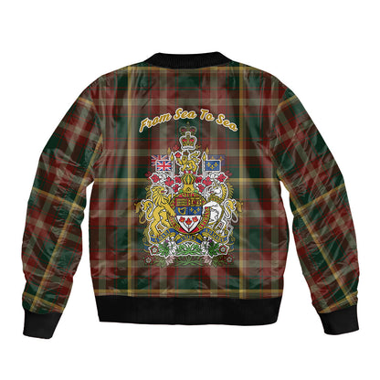 Canada Sleeve Zip Bomber Jacket Canadian Coat Of Arms Mix Maple Leaf Tartan