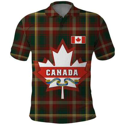Custom Canada Polo Shirt Canadian Coat Of Arms Mix Maple Leaf Tartan