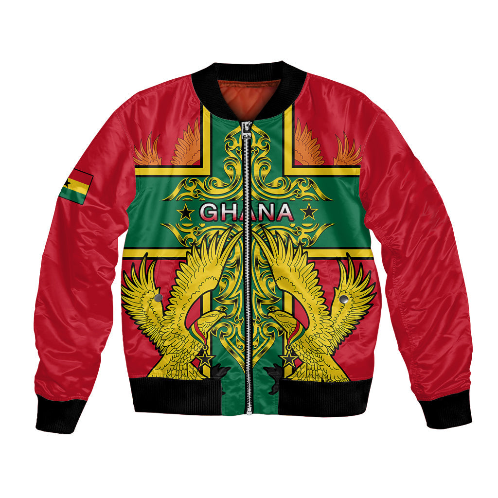 Custom Ghana Bomber Jacket Ghana Cross Of Saint George With Tawny Eagles LT01