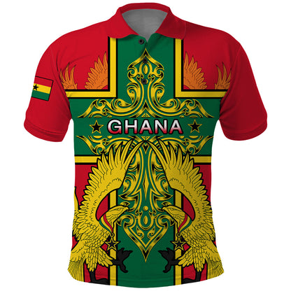 Custom Ghana Polo Shirt Ghana Cross Of Saint George With Tawny Eagles LT01