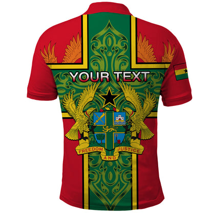 Custom Ghana Polo Shirt Ghana Cross Of Saint George With Tawny Eagles LT01