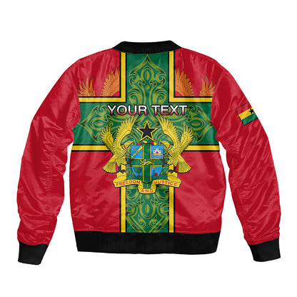 Custom Ghana Sleeve Zip Bomber Jacket Ghana Cross Of Saint George With Tawny Eagles LT01