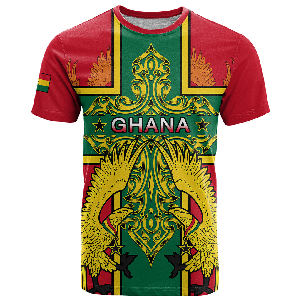 Custom Ghana T Shirt Ghana Cross Of Saint George With Tawny Eagles LT01
