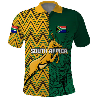 South Africa Polo Shirt Springbok and Proteas African Pattern LT01