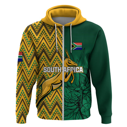 Personalised South Africa Hoodie Springbok and Proteas African Pattern LT01