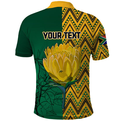 Personalised South Africa Polo Shirt Springbok and Proteas African Pattern LT01