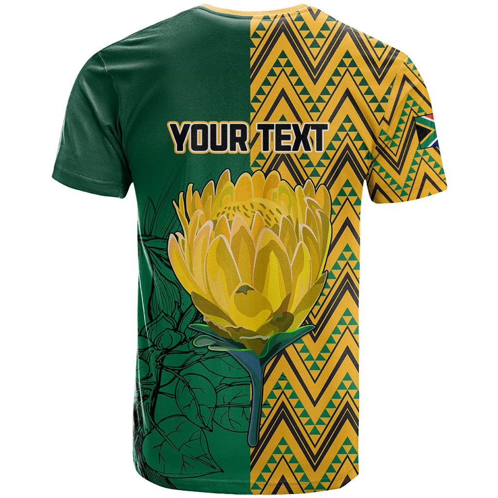 Personalised South Africa T Shirt Springbok and Proteas African Pattern LT01