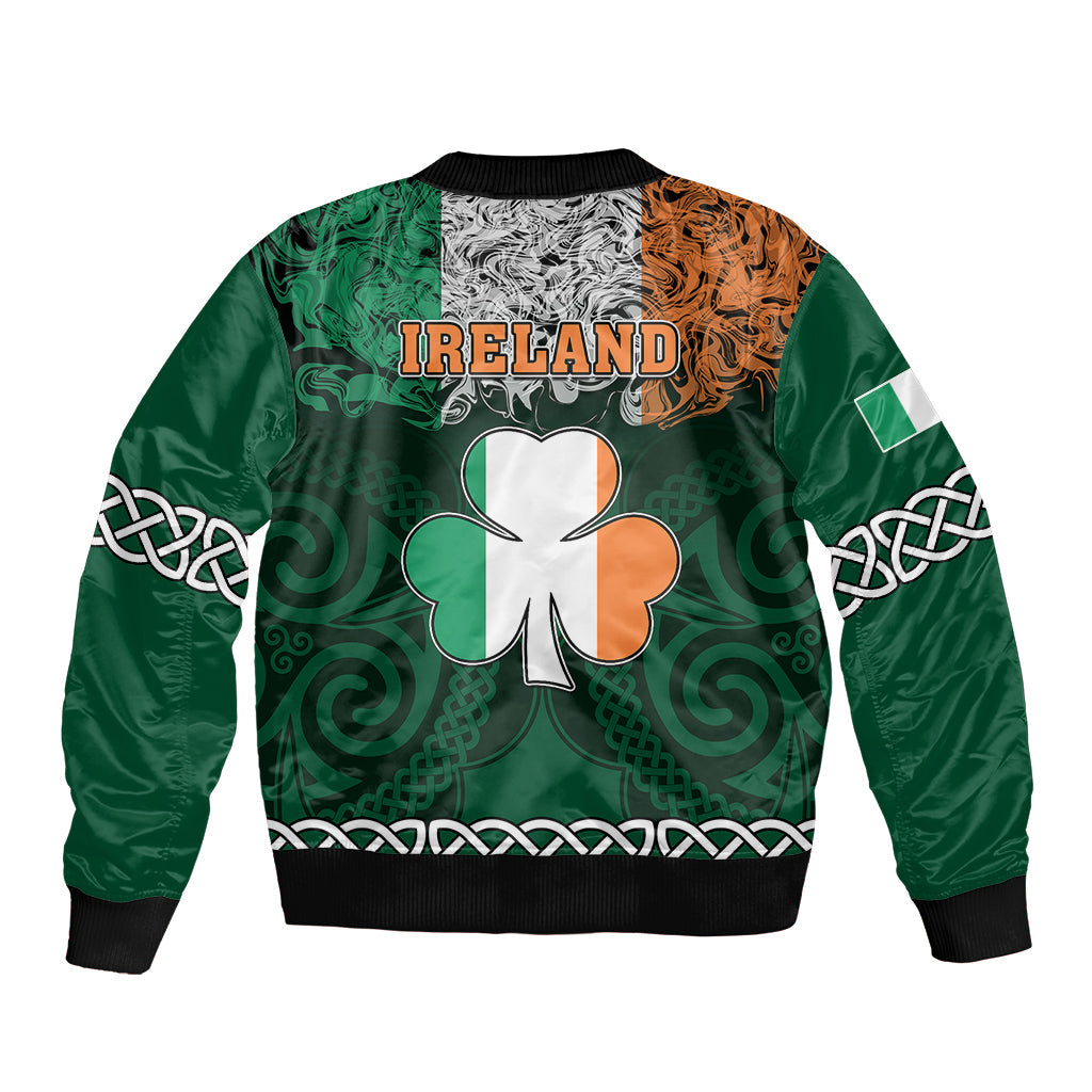 Ireland Bomber Jacket Irish Shamrock Mix Celtic Knotwork Pattern