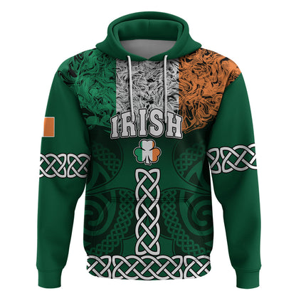 Personalised Ireland Hoodie Irish Shamrock Mix Celtic Knotwork Pattern