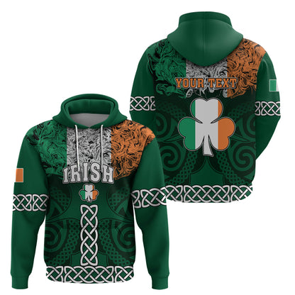Personalised Ireland Hoodie Irish Shamrock Mix Celtic Knotwork Pattern