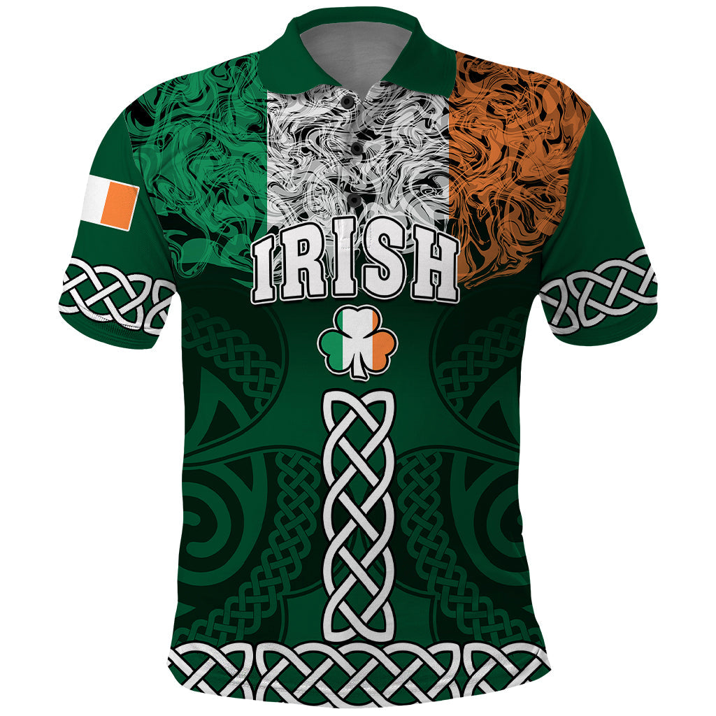 Personalised Ireland Polo Shirt Irish Shamrock Mix Celtic Knotwork Pattern