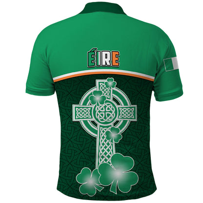 Ireland Polo Shirt Irish Shamrock Harp Mix Celtic Pattern